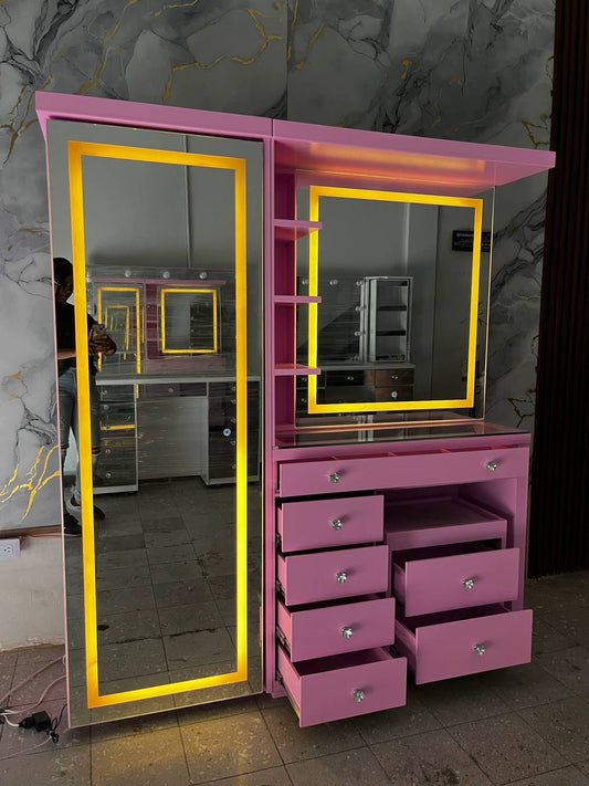 Glam Luxe Pink Vanity & Wardrobe Combo