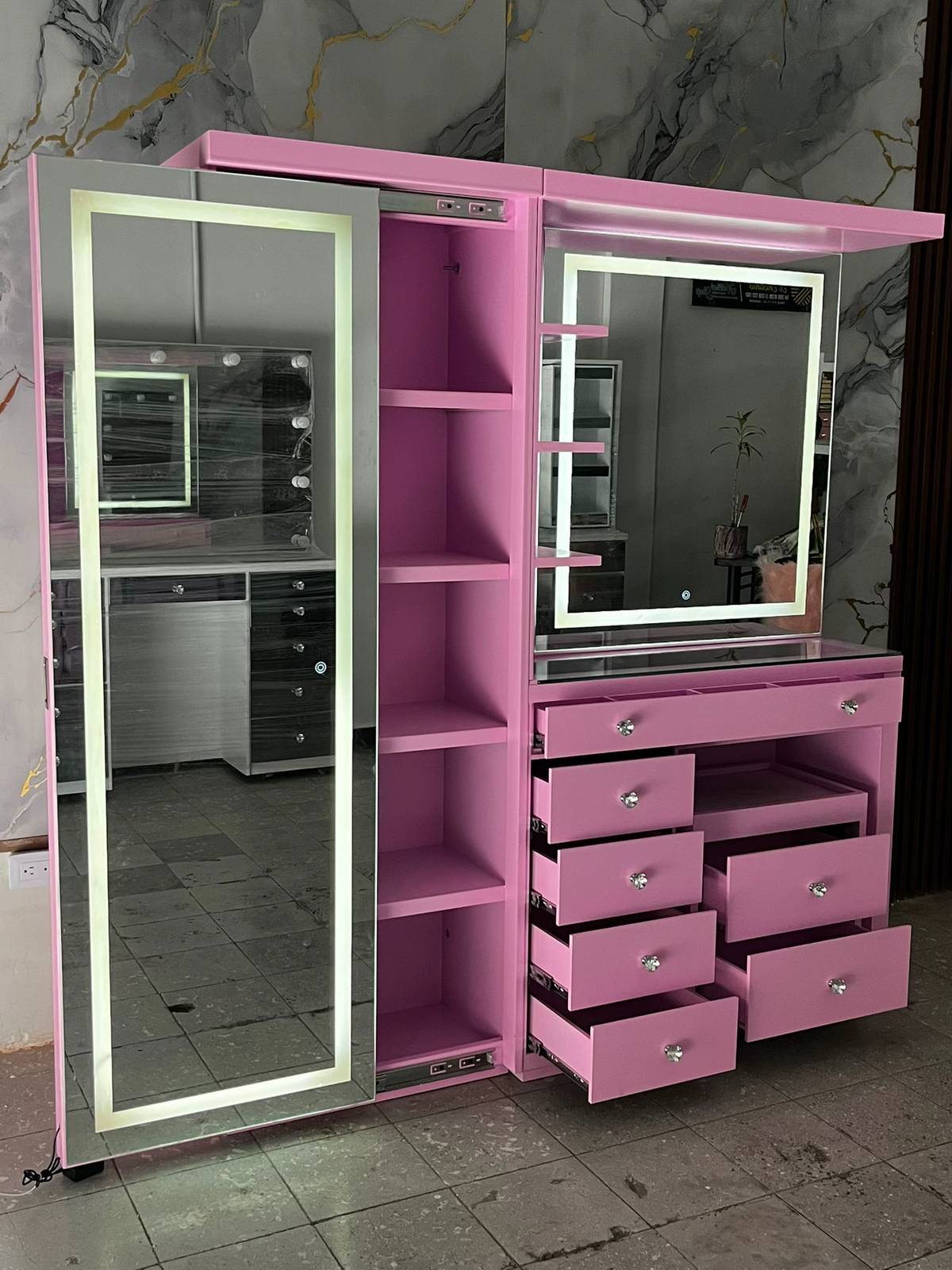 Glam Luxe Pink Vanity & Wardrobe Combo