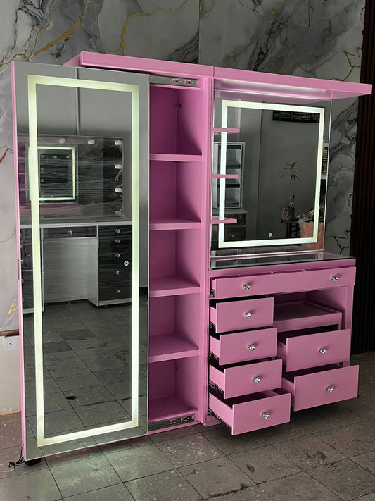 Glam Luxe Pink Vanity & Wardrobe Combo
